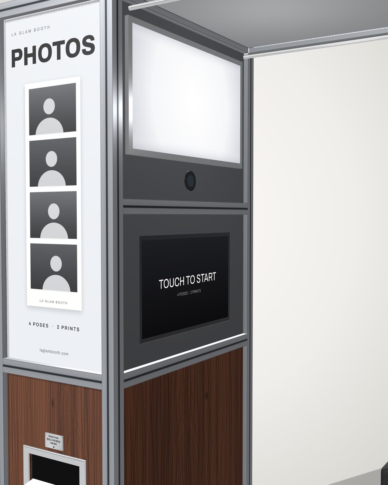 Inside the Enclosed Booth: light panel, camera and touchscreen